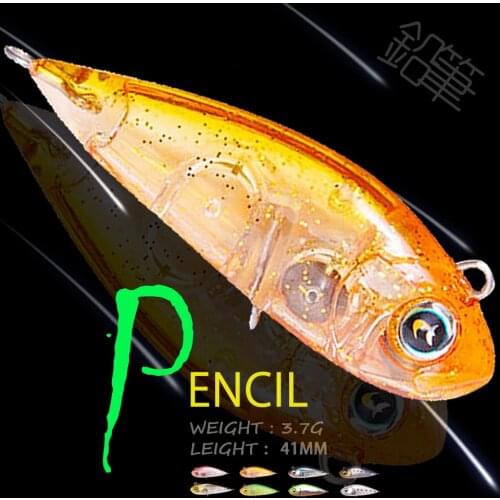 WALK FISH 41MM 3.7G Pencil Fishing Lure Sinking 3D Eyes Japan Hard Bait Saltwater Treble Hook Bass Fishing Tackle Accessories