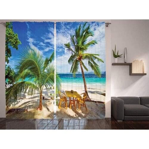 Palm Trees on The Beach Window Curtains Home Decor Living Room Curtains Bedroom Window Drapes