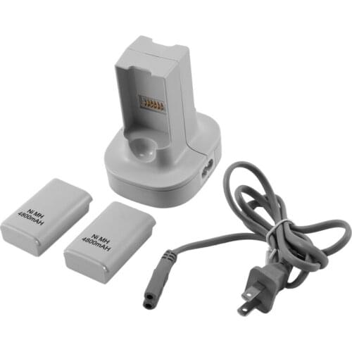 Battery Charger Dock for 360 Wireless Controller with Replacement 2X 4800MAh Rechargeable Batteries US Plug