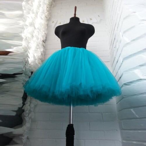 High Quality Adult Tulle Skirts Womens Elastic Waist Blue Tulle Midi Skirt Bachelorette Tutu Photography Prop Plus Size Tutu