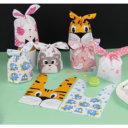 25pcs/lot Cute Rabbit Long Ears Three-dimensional Packaging Bag Biscuits Candy Dessert Packaging Supplies Wedding Gift Package