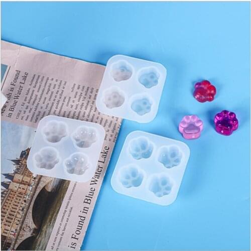 3 Styles Cute Cat Paw Epoxy Resin Mold Handmade DIY Pendant Necklace Silicone Mold Jewelry Making Kit Accessories