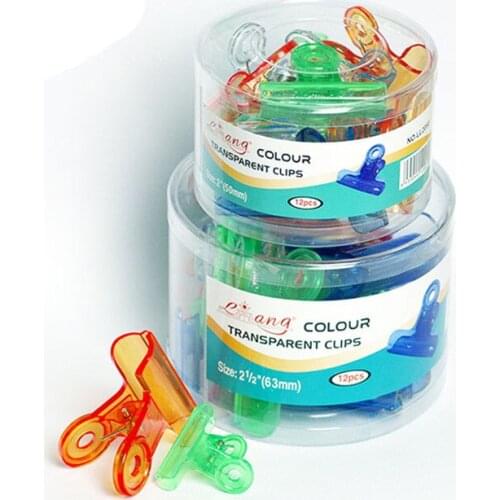Free Shipping Multicolour transparent plastic paper clip stationery spring clip office supplies