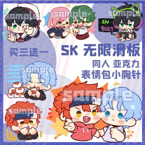 Anime SK EIGHT Expression Brooch Pins SK8 the Infinity MIYA REKI SNOW JOE Cherry Blossom Acrylic Badge Medal Souvenir Toy