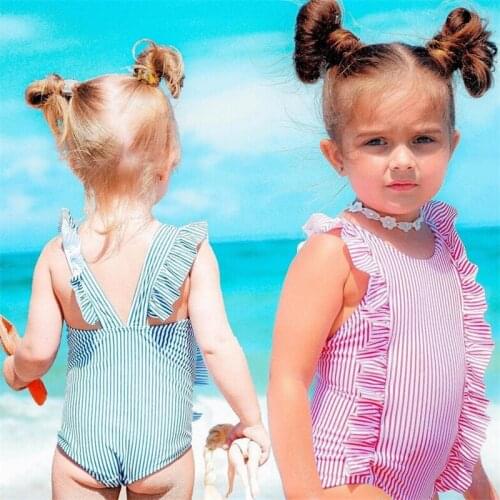 One Piece Swimwear 2018 Toddler Kid Girl Striped Swimwear Ruffles Swimsuit Bikini Bathing Suit Beachwear Swimming Suit For Girls