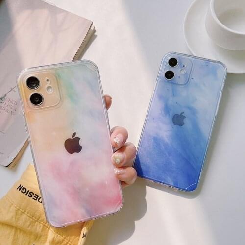 Colorful Rainbow Transparent Phone Case For iphone 11 Pro Max 12 Mini X XS XR 7 8 Plus SE2020 Luxury Fashion Soft TPU Back Cover