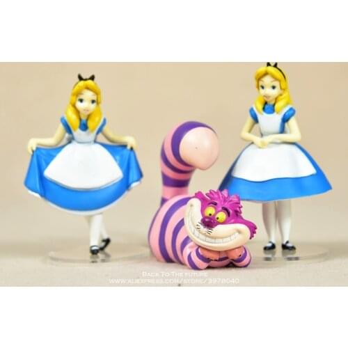 Disney Alice in Wonderland 3pcs/set 7-9cm Action Figure Anime Mini Decoration PVC Collection Figurine Toy model for children