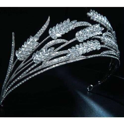 EillyRosia Wheat Ears Rhinestones Bridal Crown Hair Accessories Crystals Classic Hair Band Fashionable Women Tiaras Hair Jewelry