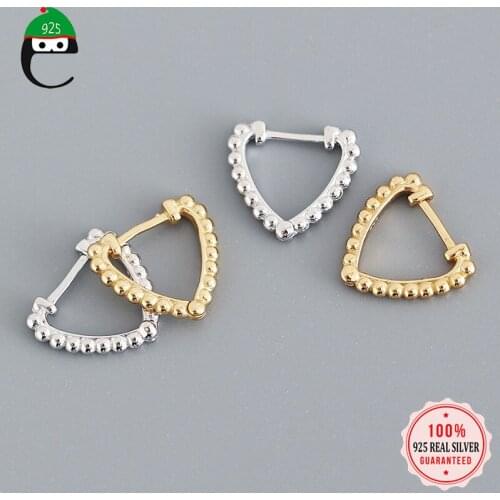 ElfoPlataSi Real 925 Sterling Silver Fashion Minimalist Heart Triangle Hoop Earring For Women Wedding Party Fine Jewelry DA87