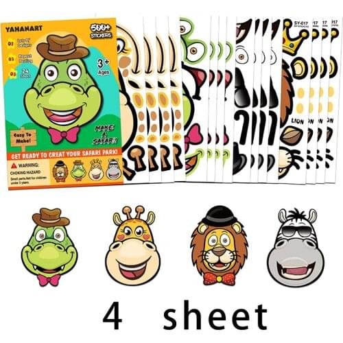Girls Boys Toys Cute Animals Cartoon Strickers Giraffe Crocodile Lion DIY Puzzle Games Kindergarten Jigsaw Creation Decoration