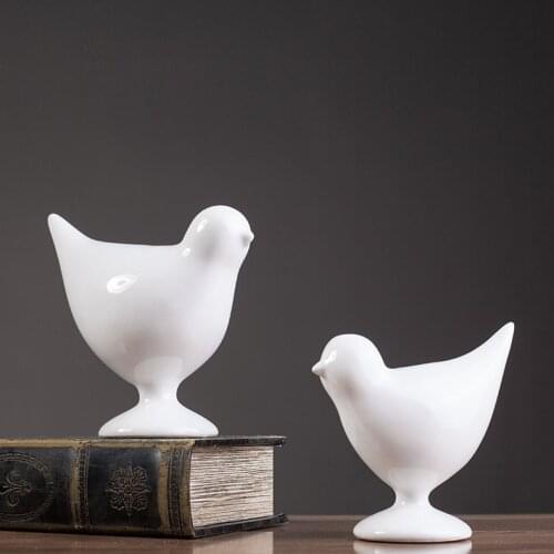 Classical White Porcelain Lovers Bird Sculpture Ceramic Abstract Bird Statue Home Decoration Present Craft Ornament Accessories
