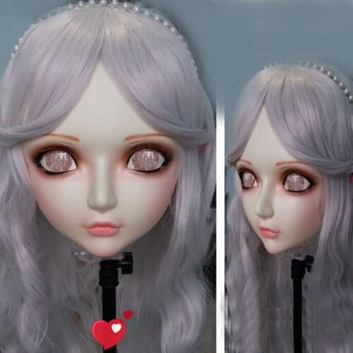 KM1103) Gurglelove Female/Girl Sweet Resin Half Head Kigurumi BJD Mask Cosplay Japanese Anime Role Mask Crossdress Doll