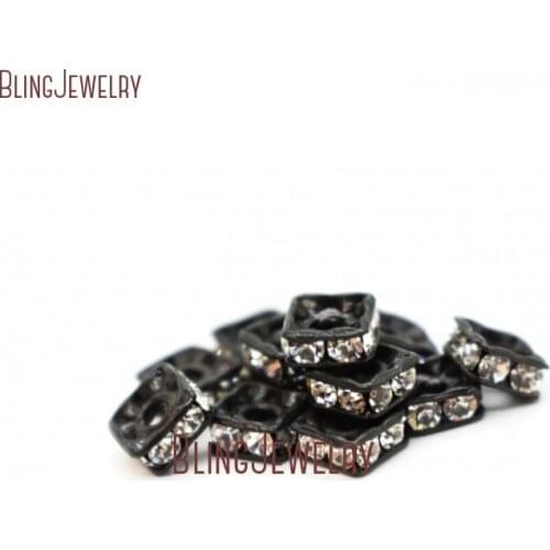 Crystal Black Plated Brass Crystal Squaredelle Quatra Rondelle Spacer Bead 4mm 6mm 8mm FC26950