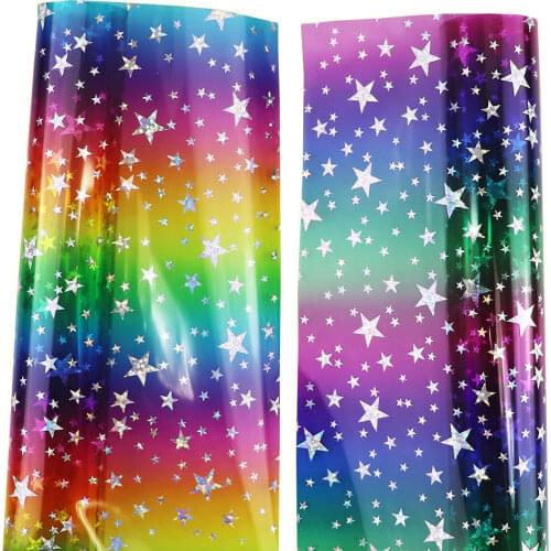 A4 Sheet 8"X 11.8" rainbow stars TPU PVC transparent PVC clear PVC for bows DIY project 1piece F0005