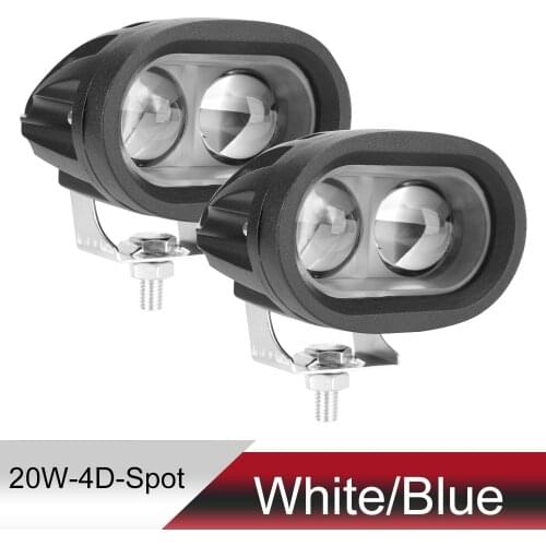 Motorcycle Headlights Lamp Car Fog Lamp Spotlight Universal 20W 2000Lm 4D len LED Work Light For Car Truck Motorbike