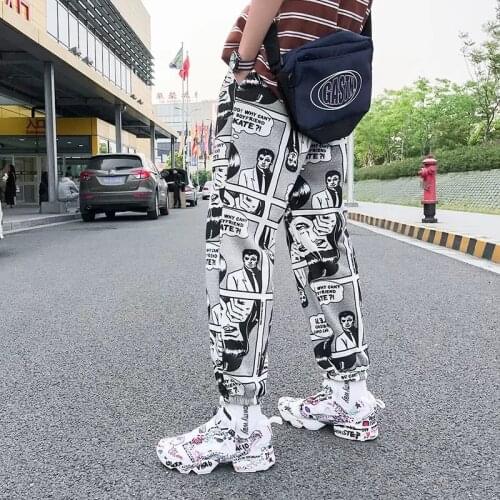 2020 new street hip hop fashion comics printed bouquets feet pants men and women Harajuku trousers sweatpants W386