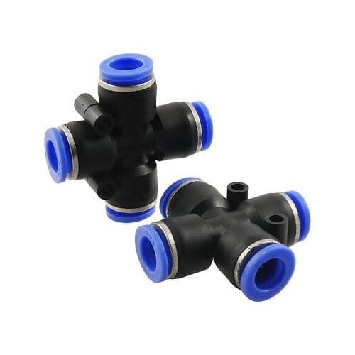 10mm 4 Way Cross Style Pneumatic Tube Push in Quick Fittings 2 Pcs