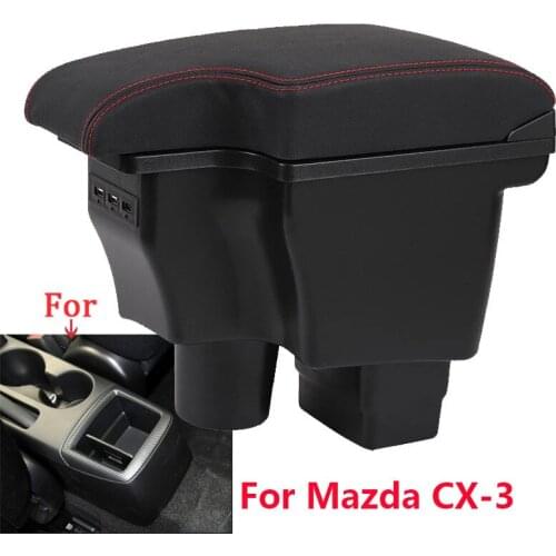 For Mazda CX-3 Armrest box Retrofit For Mazda 2 skyactiv version cx3 CX-3 Car Armrest Storage box car accessories Charging USB