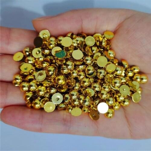 Gold-plated Half Round Pearl Rhinestone Crystal Non Hotfix Flat Back Rhinestones Trim Accessories for Nail Art Rhinestones