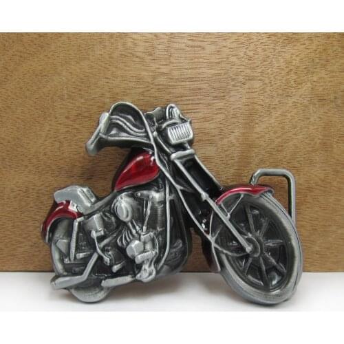 BuckleClub wholesale retro zinc alloy red enameled motor jeans gift cowboy belt buckle FP-02666 for men 4cm width loop