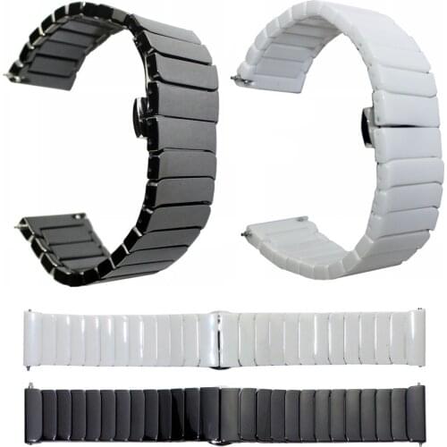 20mm Black White Ceramic Watch Strap Bracelet For Samsung Galaxy Gear S2 Classic SM-R732 Band Butterfly Buckle Belt Watchbands