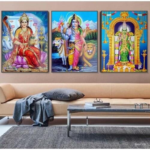 Needlework,DIY 100% Square Round 5d diy Diamond Painting Shiva Parvati Ganesha Indian Art Hindu God full embroidery N1451