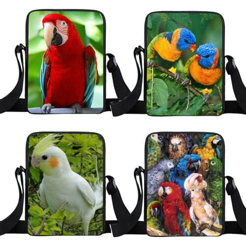 Animal Bird Parrot Owl Crossbody Bag for Travel Girl Small Satchel Ladies Shoulder Bag Mini Messenger Bags Women Handbag Bookbag