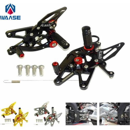 Waase CNC Adjustable Rider Rear Sets Rearset Footrest Foot Rest Pegs Black For BMW S1000RR 2009 2010 2011 2012 2013 2014