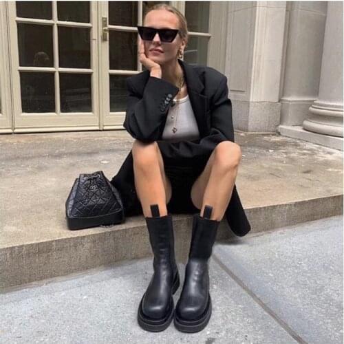 New Chelsea Boots Women Ankle Boots Chunky Winter Shoes Platform Ankle Boots Slip On Chunky Heel BV Boot Brand Designer