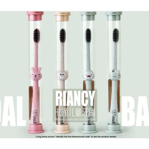 Hot 1 pc Cartoon Animal Children Toothbrush Random Style Natural Wheat Straw Safety Oral Care Nano-antibacterial Mini Heads