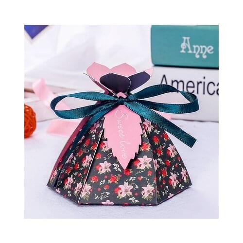 100pcs Multicolor 6 Leaf Petal Candy Paper Box Gift Bags Wedding Favors and Gift Boxes for Wedding Baby Shower Party Supplies