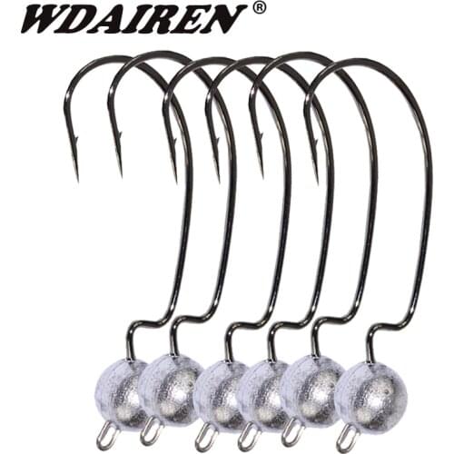 5pcs/lot Lead Jig Head 3.5g 5g 7g 10g Barbed Hook Soft Lure Jigging Worm Crank Sharp Hook Fishing Hooks Bass Fishing Lure