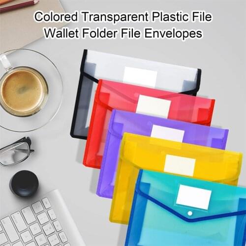5pcs Plastic File Folder For A4 Documents Envelope Expanding File Wallet Document Organizer Pocket Waterproof Pouch Storage Bags