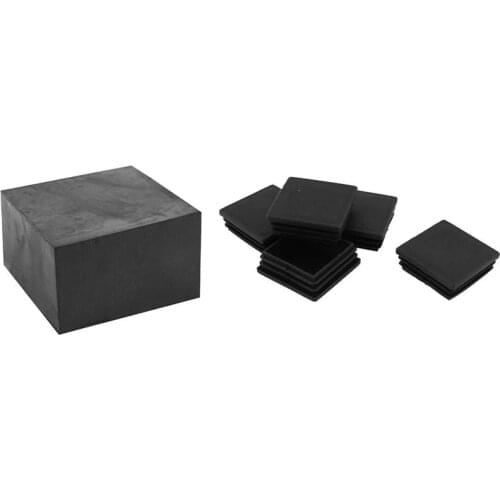 6Pcs Furniture Chair Table Leg Square Foot Cover Protectors 50X50Mm Black - 1Pcs Material Rubber & 5Pcs Material Plastic
