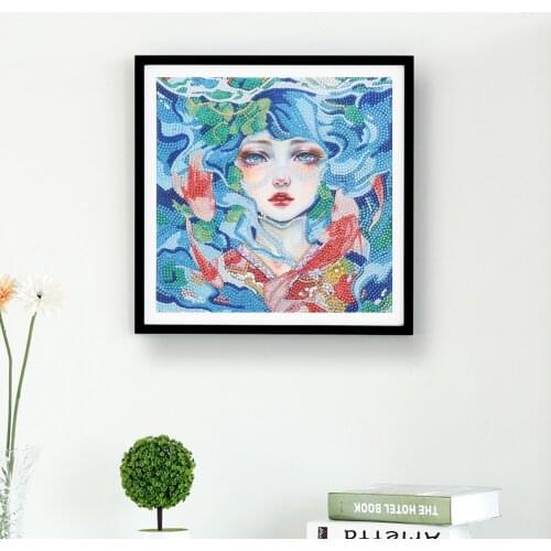 Special Shaped Diamond Painting Girl Flower DIY Embroidery Kit Crystal Art Rhinestone Cross Stitch Home Decoration Hang Picture
