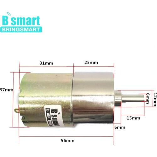 Bringsmart 37GB520 DC 12 Volt Motor 24V Gear Motor Mini DC Reduction Geared Motor High Torque Reversible Speed Regulation