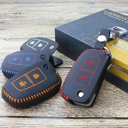 Luckeasyfor nissan qashqai 2016 j11 1.6L Genuine Leather Car Key bag/case wallet holder remote key cover key2a
