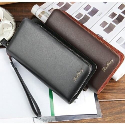 Business Men Clutch Wallets Large Capacity Baellerry Fashion Long Wallet Man Hand Bag Double Zipper Mobile Phone Pouch Carteira