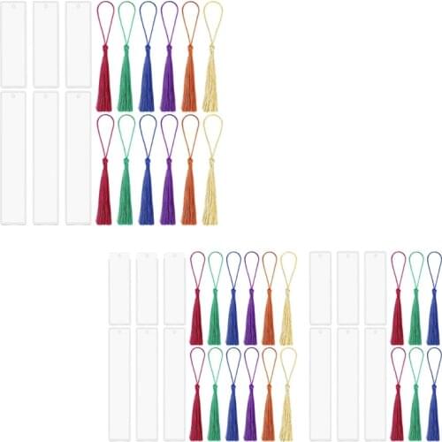 DIY Bookmark Resin Mold Rectangle Bookmark Silicone Molds with 6 Pieces Colorful Tassels for Jewelry DIY Craft