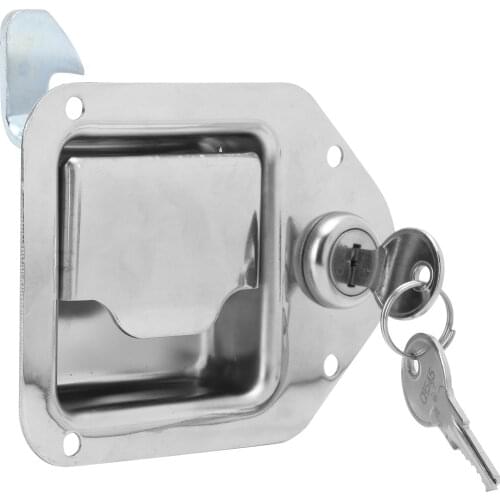 RV Door Lock Car Door Lock Shape Stainless Steel with 2 Keys Replacement for Metal Power Distribution Cabinet Toolbox