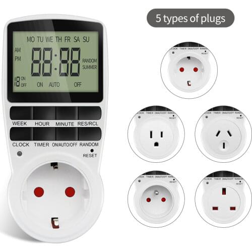 Electronic Digital Timer Switch Socket Kitchen Timer Outlet Programmable Timing Socket Control 220V EU US UK AU Plug