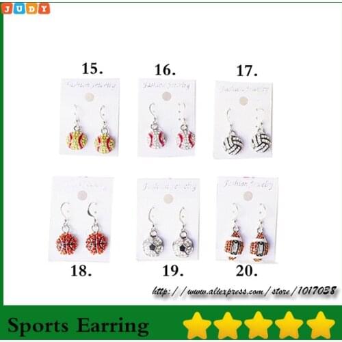 2019 Hot Selling European Sport Full Rhinestone Basketball Volleyball Rugby Softball Baseball Long Earrings free DHL shipping