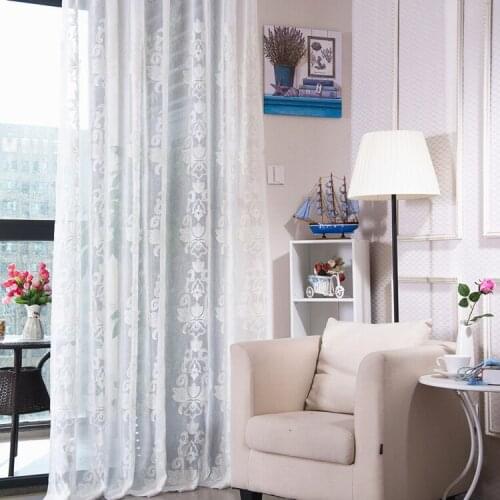 European and American style High quality white cotton embroidery yarn screens for living room bedroom curtains