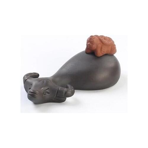 Hot sale new arrival black purple clay handicrafts Chinese tea pets shepherd and buffalo home ornaments T57