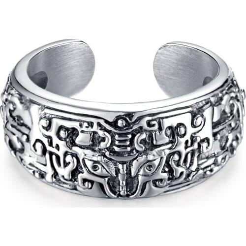 JHSL 10mm Big Large Statement Open end Rings Men Silver Color 316L Stainless Steel Fashion Jewelry Size 7 8 9 10 11