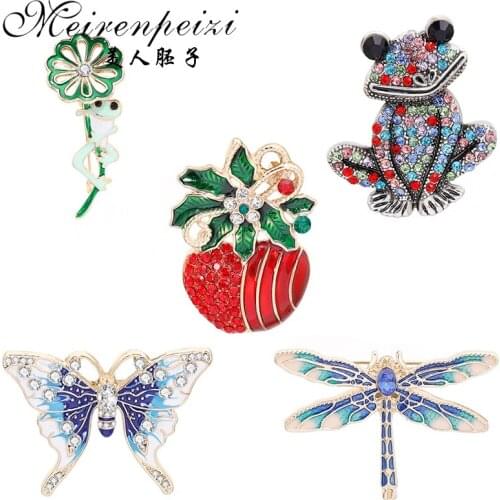 Meirenpeizi Animal brooches snail butterfly bee Frog Lizard Pet cat Brooch Jewelry women men Brooches Gift
