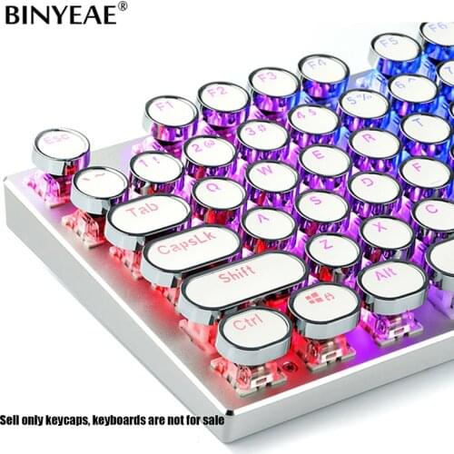 104 Key E Element Plating Metal Round Steampunk Mechanical Keyboard Keycaps Personality Transparent Key Cap