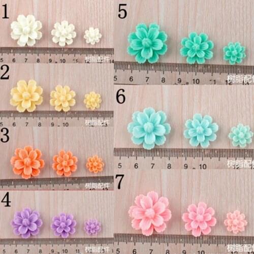 AAA Quality 25/20/13mm mix sent 60 PCS/set Resin Flower Flatback Cabochon Scrapbook Fit Embellishments 7color optional 009005080