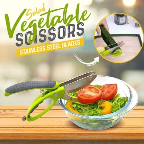 Multifunctional Knives Salad Vegetable Scissors Cook Tool Kitchen Stainless Steel Scissors Portable Cutting vegetable Friut