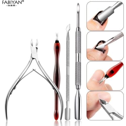 Manicure Tool Set Stainless Steel Cuticle Scissors Double Head Pushers Cuticle File Nail Beauty Tool Nail Art Polish Removal Kit